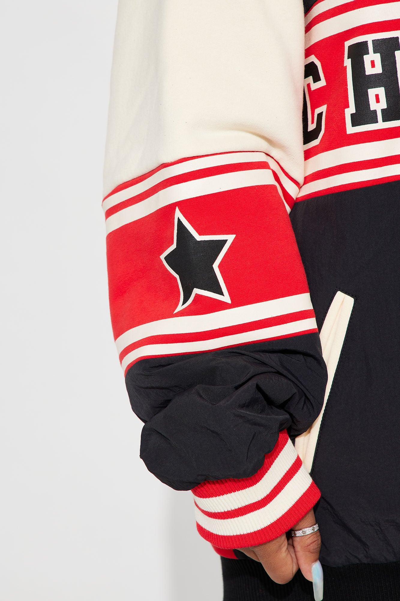 Chi Town Hooded Bomber Jacket - Red/combo Product Image