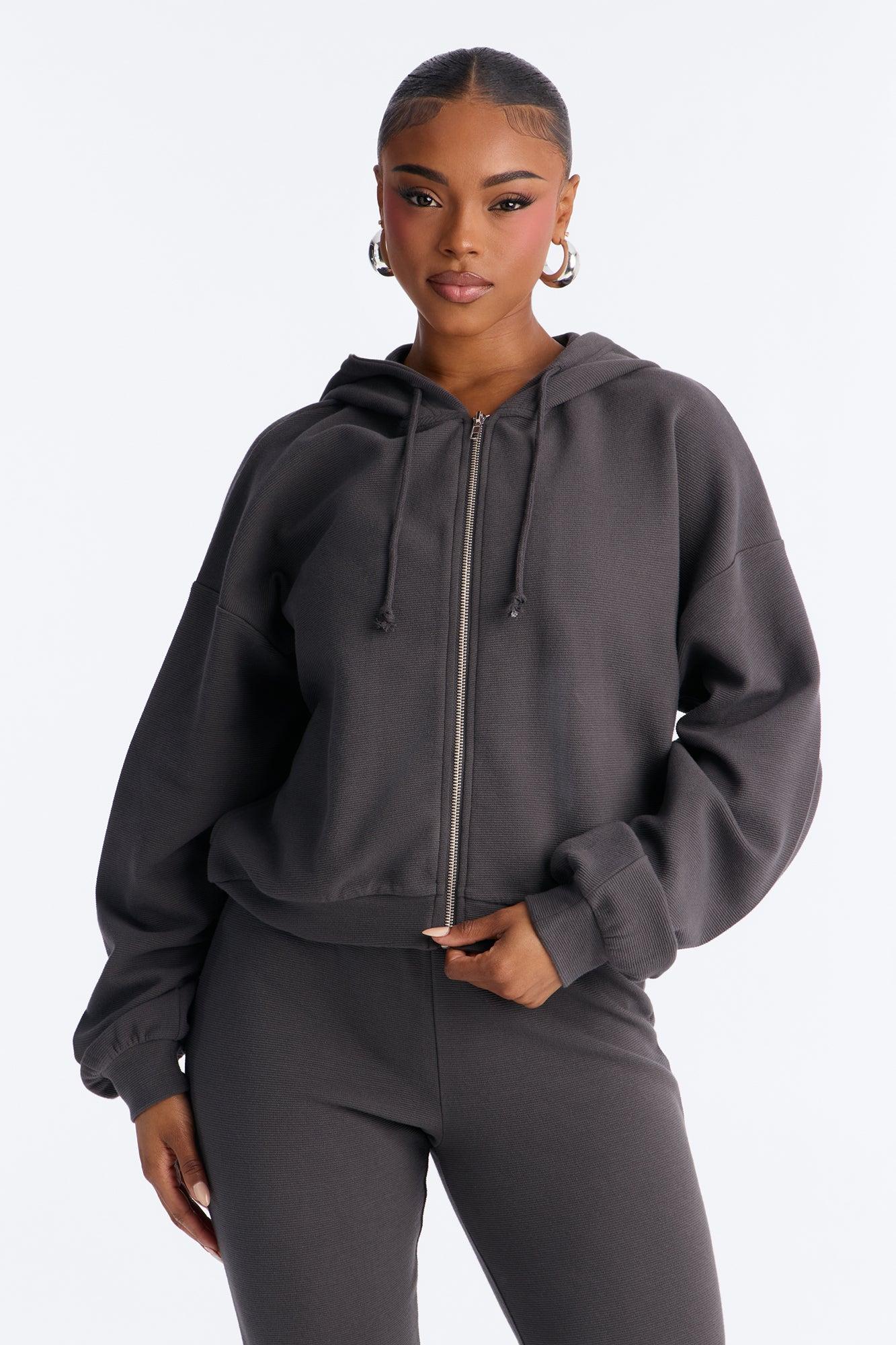 Casual Cutie Knit Capri Set - Charcoal Female Product Image