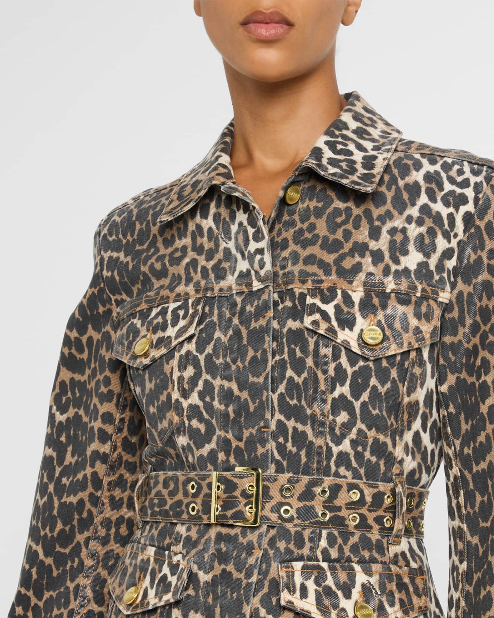 Leopard Foiled Denim Mini Dress Product Image