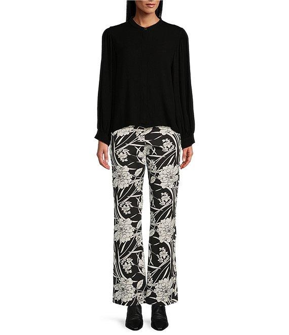 Bryn Walker Modal Ponti Floral Print High Waist Flare Leg Pants Product Image