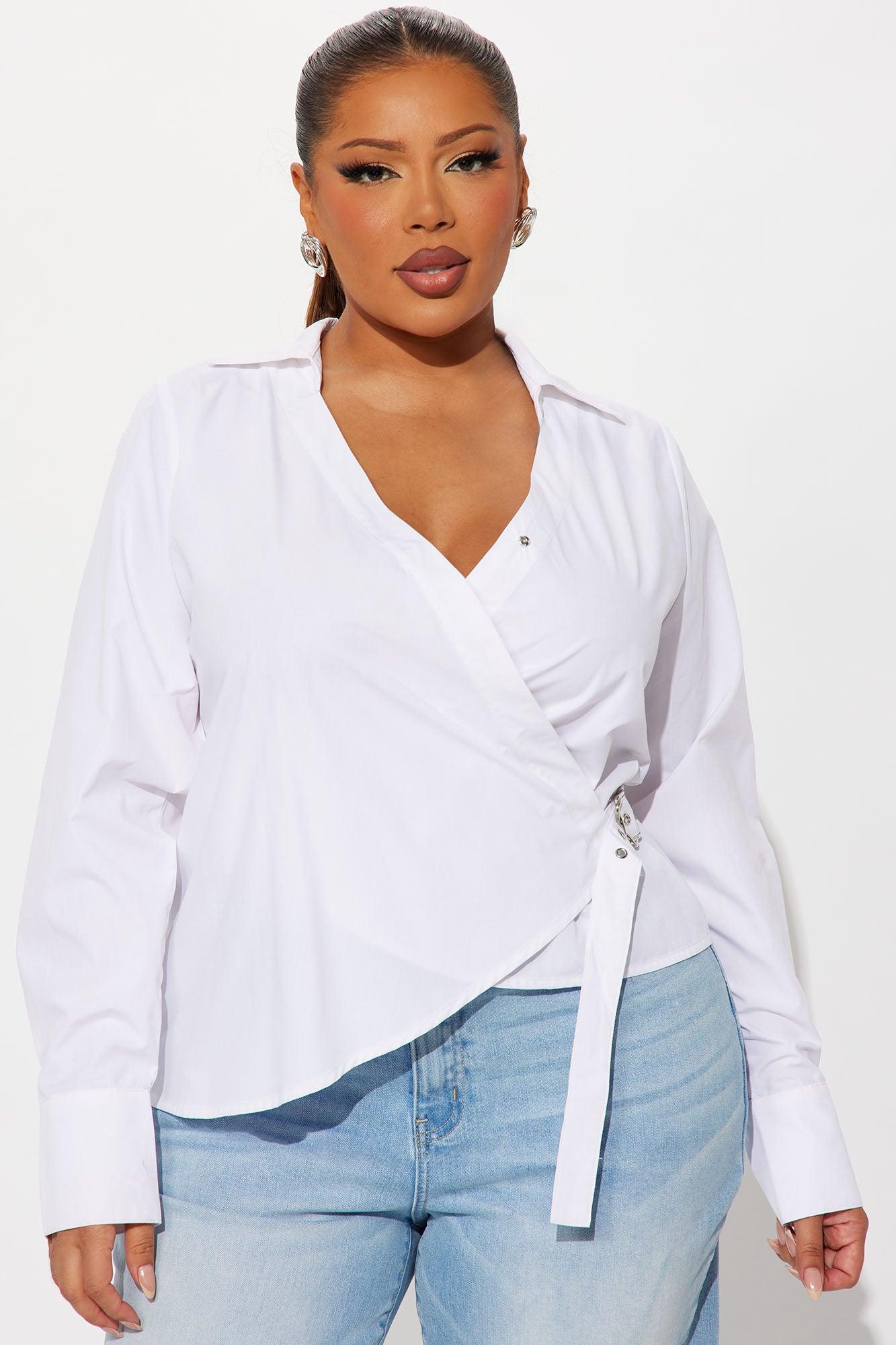 Summer Somewhere Asymmetrical Belted Shirt - White Female Product Image