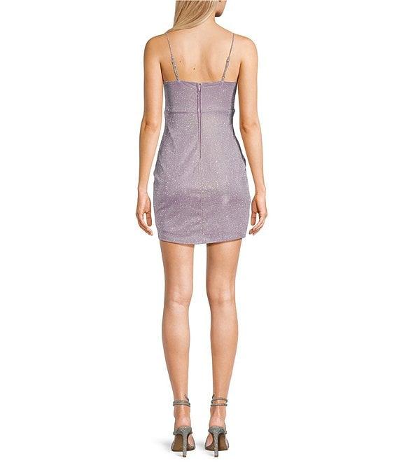 Midnight Doll Fairy Dust Rhinestone Strap V-Neck Tulip Hem Bodycon Mini Dress Product Image