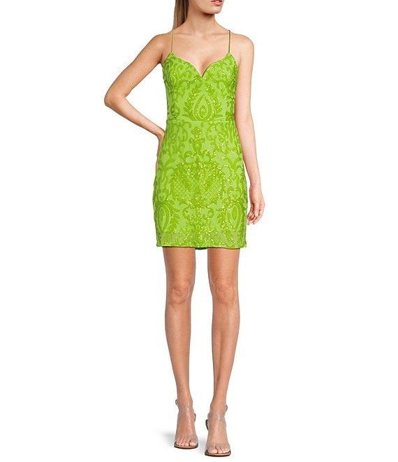 Lulus Textured Sequin Lace Up Mini Dress Product Image