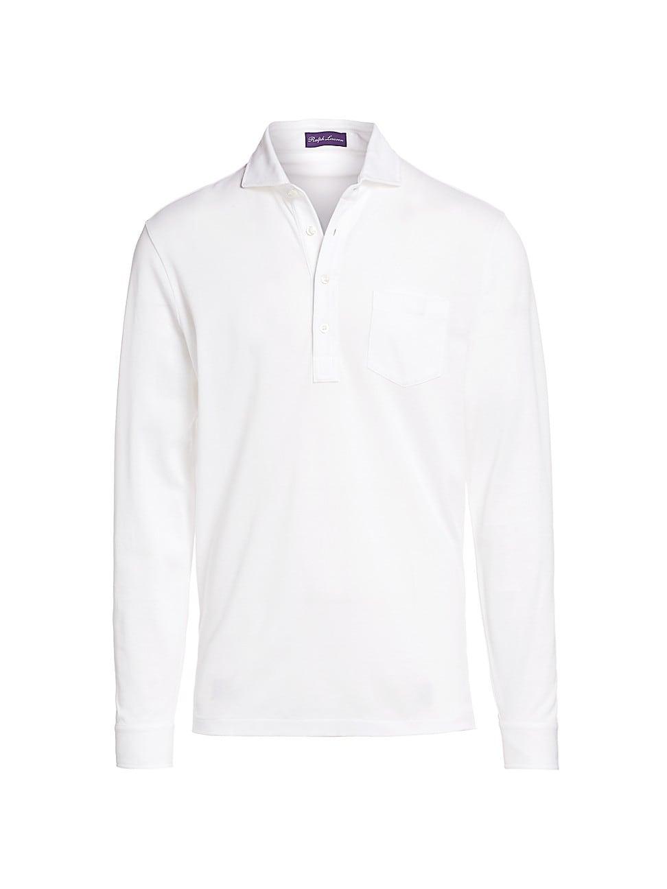 Mens Washed Non-Logo Long Sleeve Polo Product Image