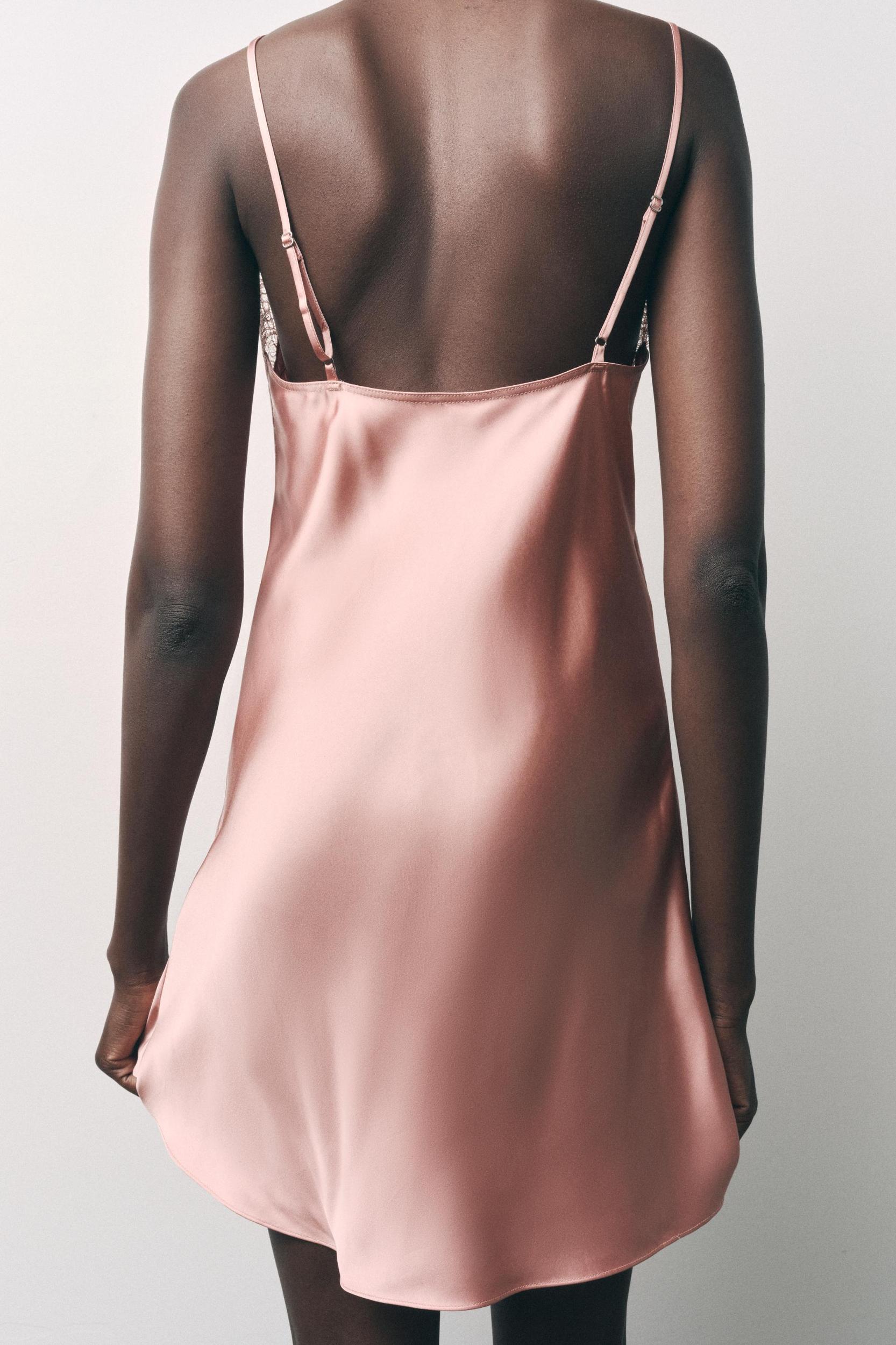 SATIN EFFECT VISCOSE LACE DRESS Product Image