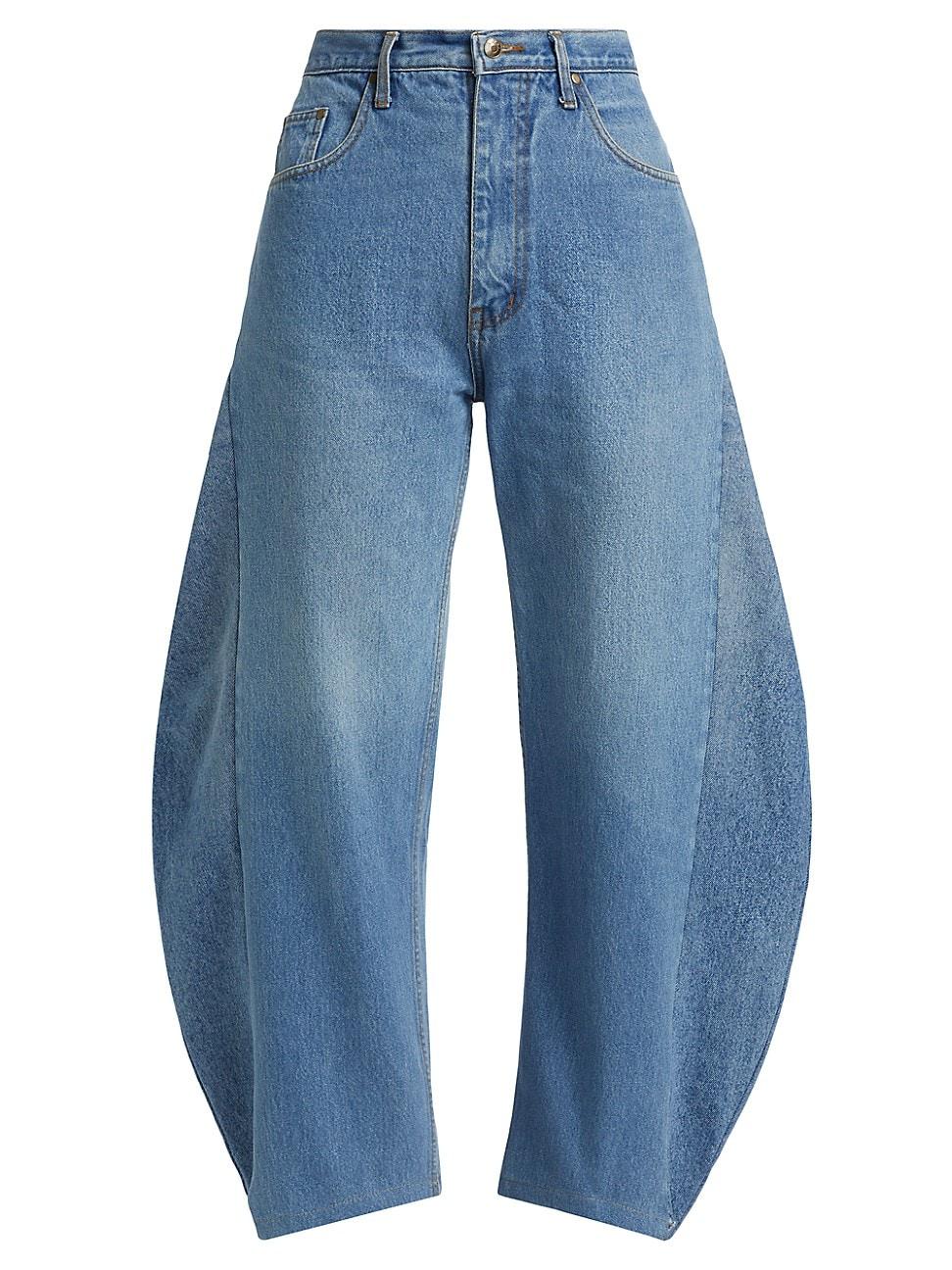 Womens High-Rise Barrel-Leg Jeans Product Image