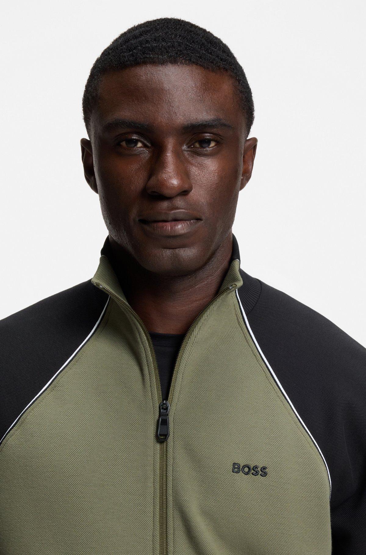 Contrast-piping sweatshirt in a cotton blend Product Image