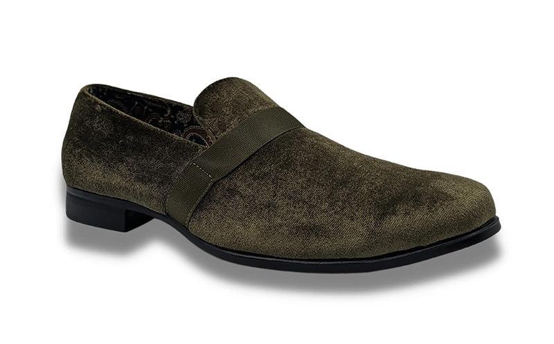 Olive Solid Velvet Loafer Product Image