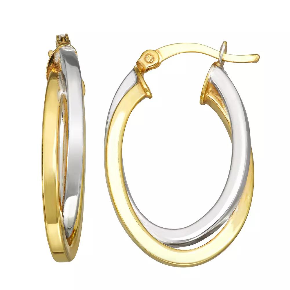 Argento Forte Two-Tone Double Oval Twisted Tube Hoop Earrings, Women's, Sterling Silver Product Image