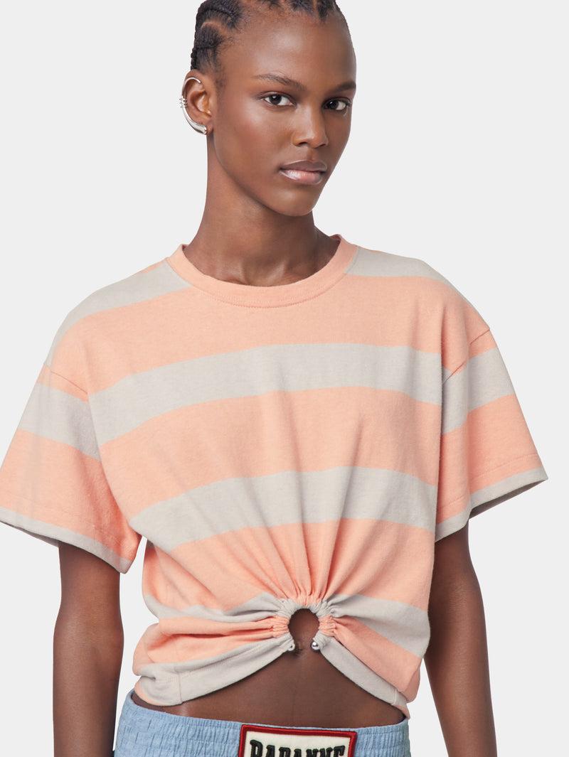 PEACH STRIPED TEE-SHIRT PIERCING IN COTTON JERSEY Product Image