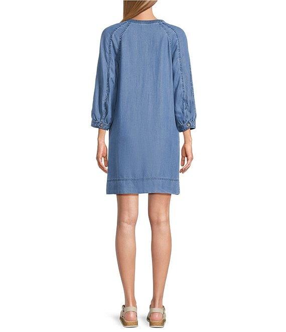 Tommy Bahama Chambray O'Lei Lace Up 3/4 Sleeve Dress Product Image