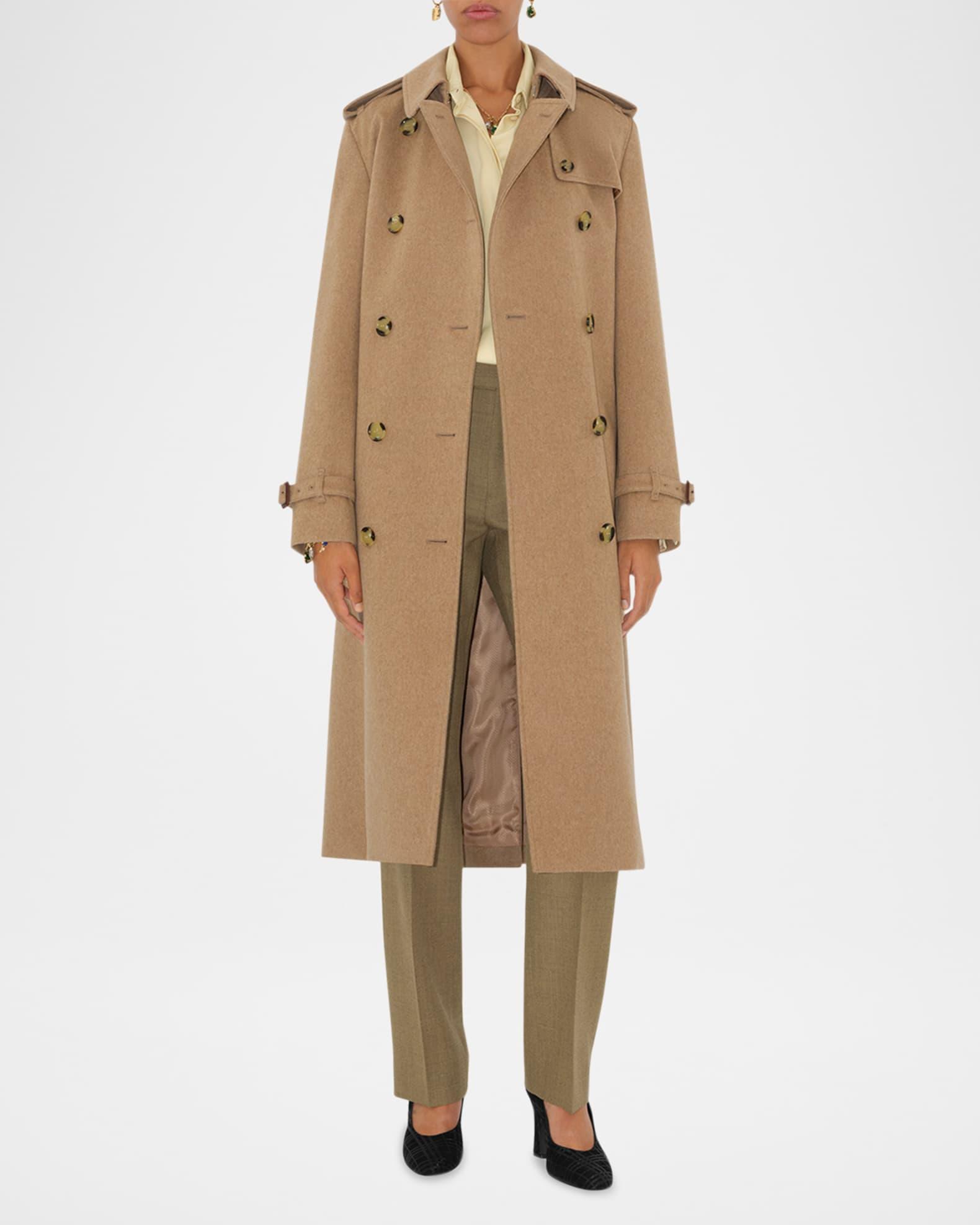 Kensington Belted Cashmere-Wool Double-Breasted Trench Coat Product Image