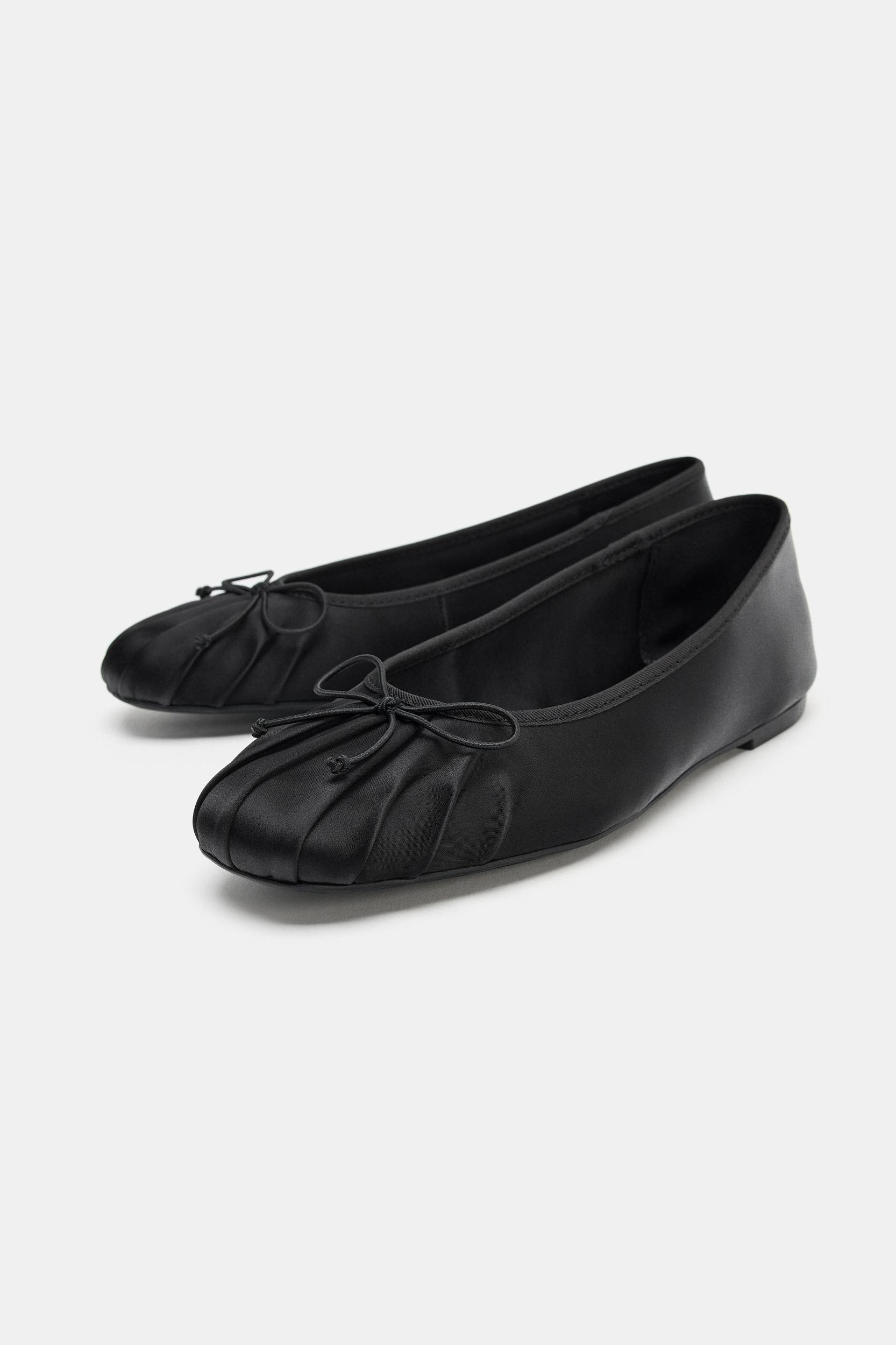 SATIN BOW BALLET FLATS Product Image