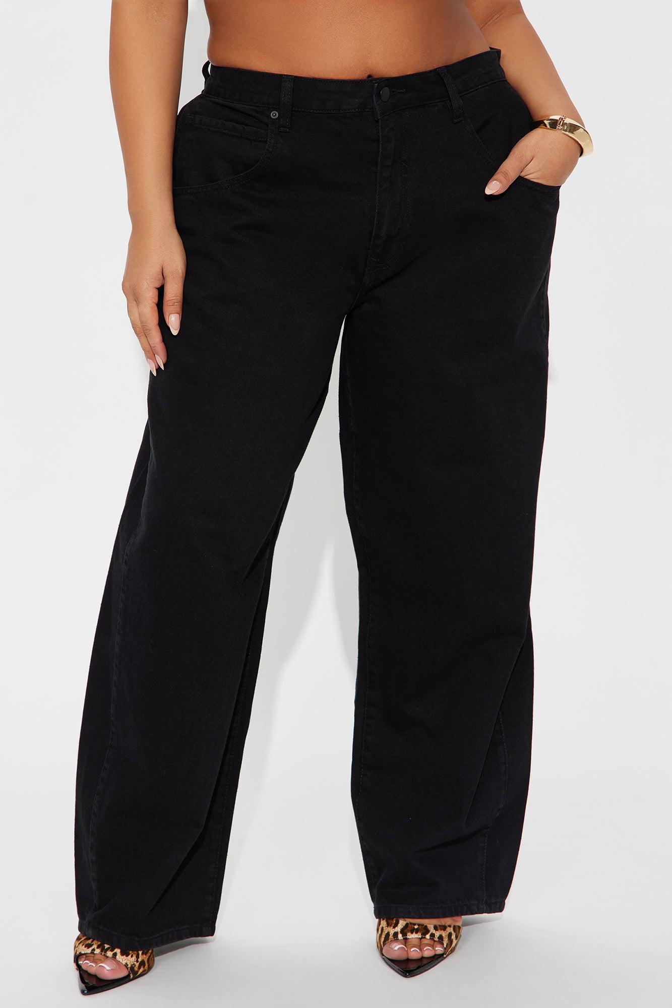 Alexandra Twill Wide Leg Barrel Pant - Black Female Product Image