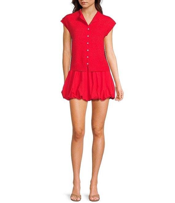 Things Between Solid Button Front Sweater Vest Product Image