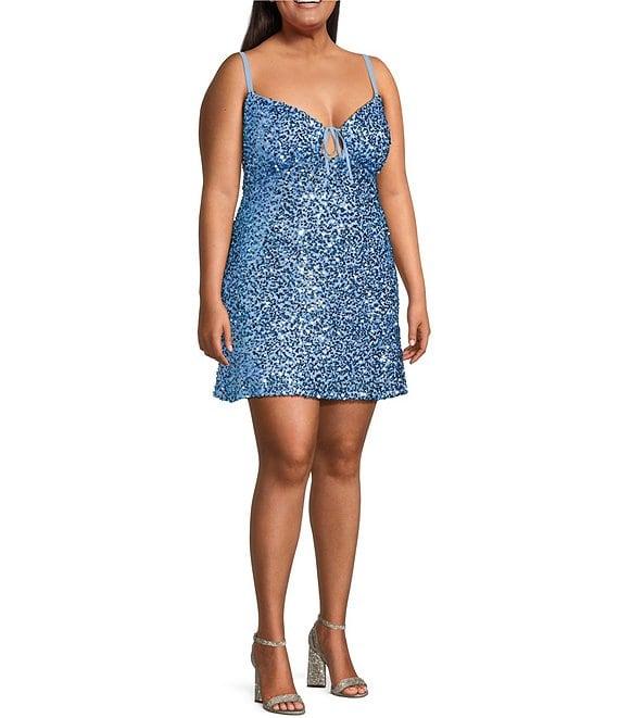 B. Darlin Plus Size Sequin Sleeveless Tie-Back Bodycon Dress Product Image