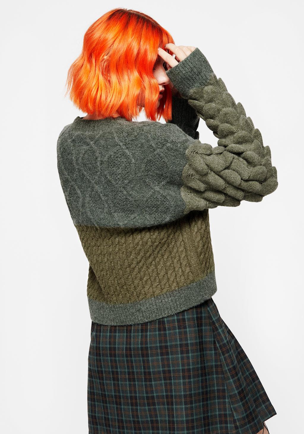 Brazen Spliced Cardigan - Green Product Image