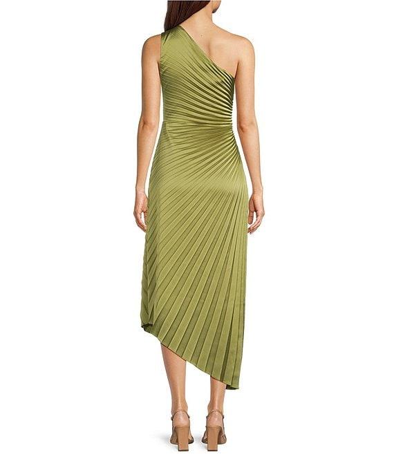 Belle by Badgley Mischka Kelsey Sleeveless One Shoulder Asymmetric Fit and Flare Midi Dress Product Image