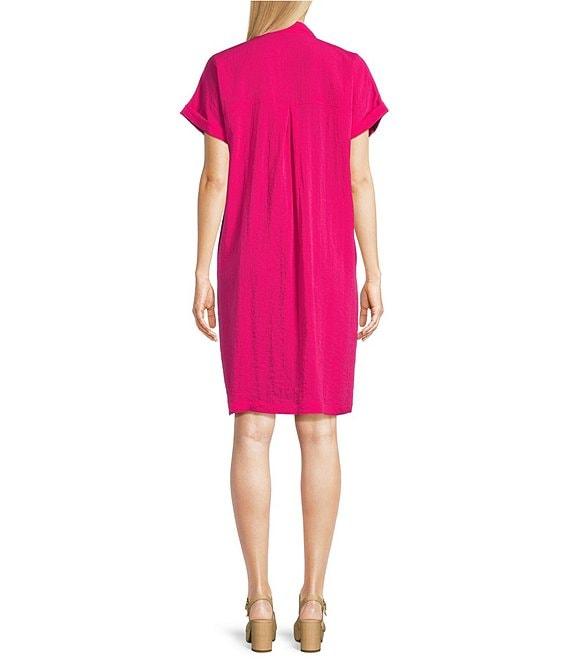 John Mark Wire Collar Short Dolman Sleeve Button-Front Dress Product Image