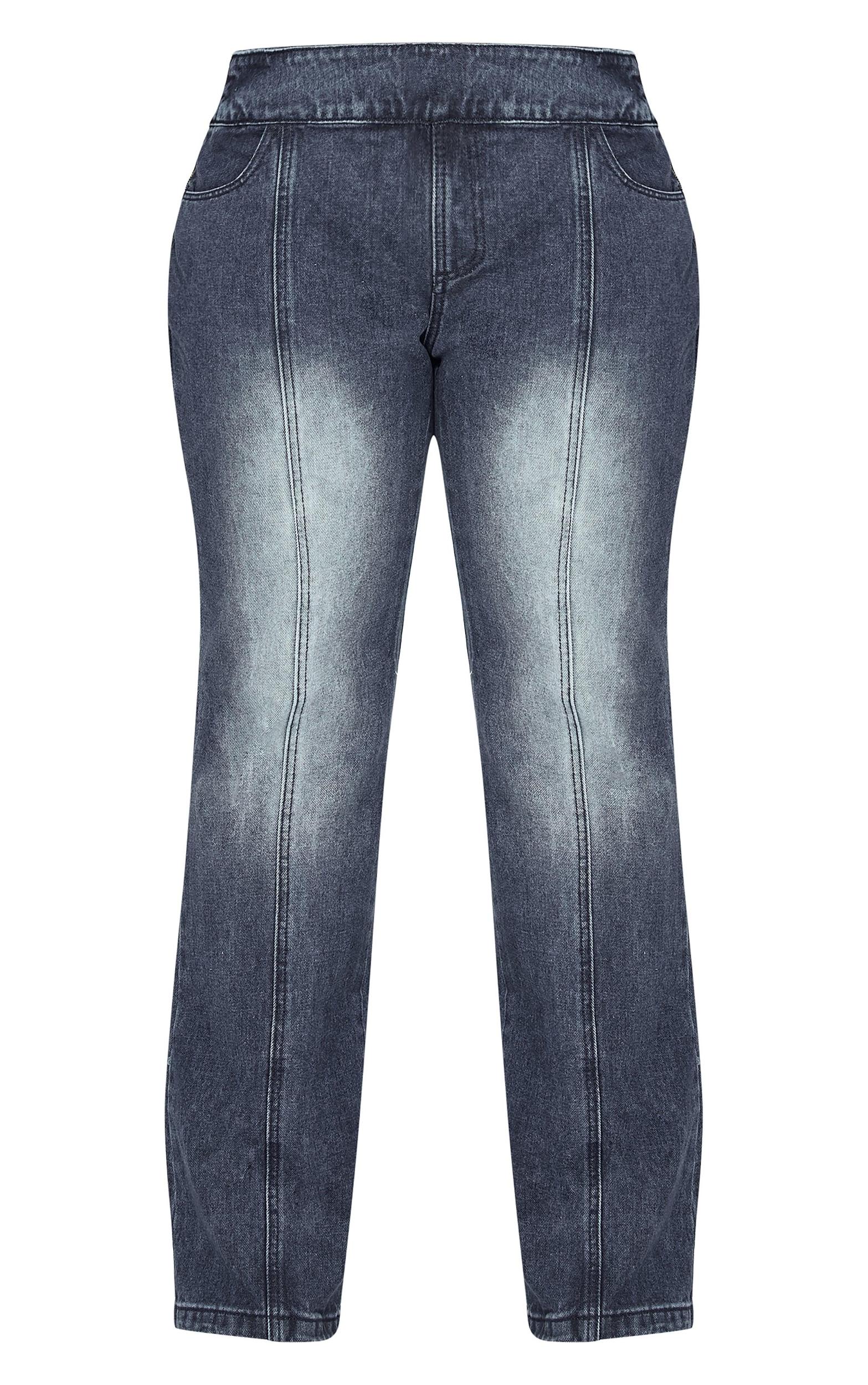 Plus Dark Indigo White Bleached Front Flared Jeans Product Image