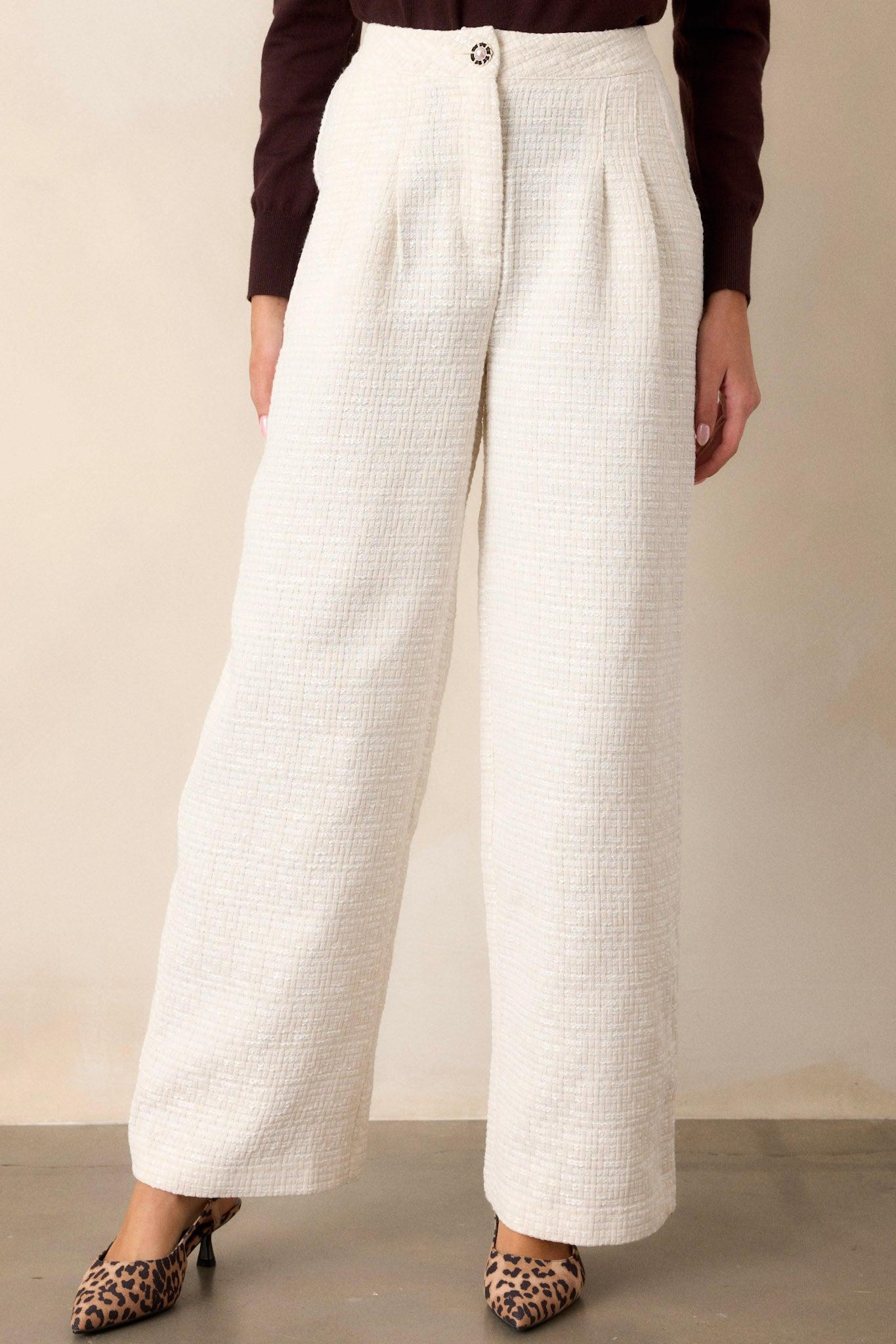 Glass Half Full Ivory Tweed Pants Product Image