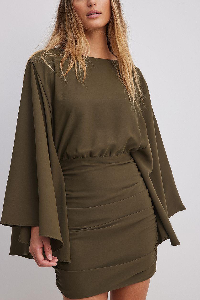Wide Sleeve Draped Mini Dress Product Image