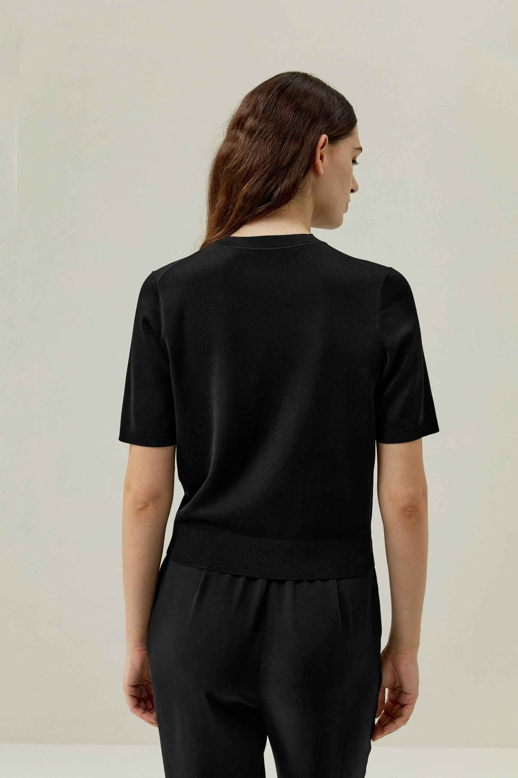 Sophisticated Dual-Knit Silk T-Shirt Product Image