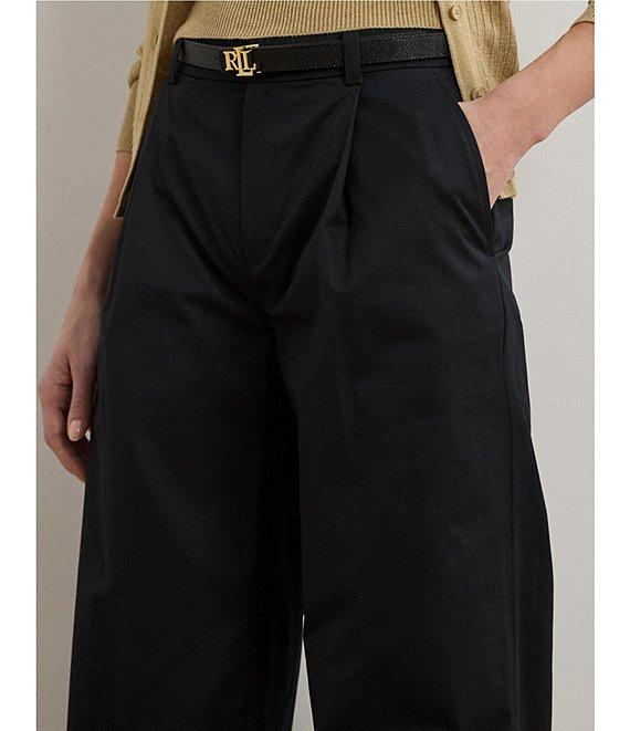 Lauren Ralph Lauren Pleated Cotton Twill High-Rise Wide Leg Pants Product Image