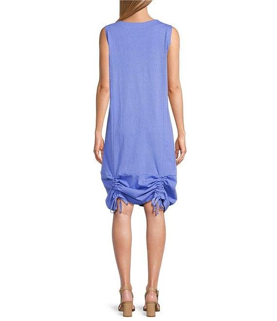 Bryn Walker Jersey Round Neck Sleeveless Ruched Tie Dress Product Image