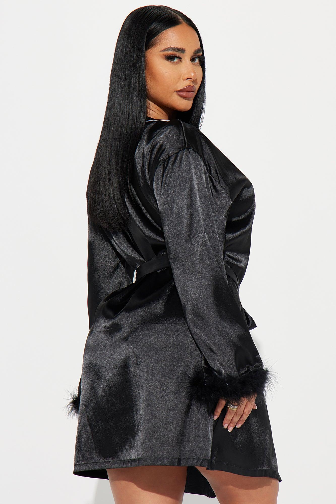 Sweet Dreams Satin PJ Robe - Black Product Image