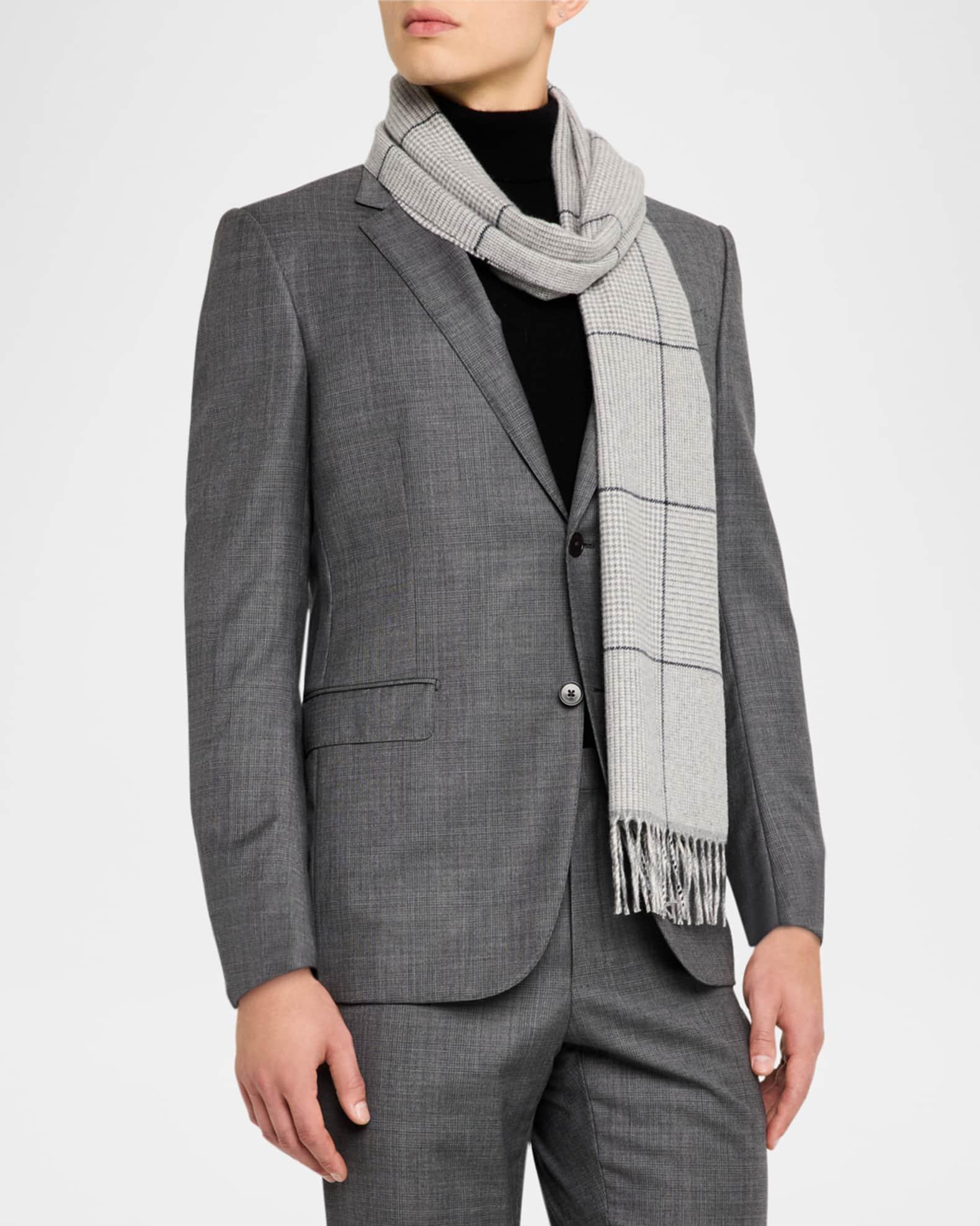 Mens Merino Wool Check Scarf Product Image