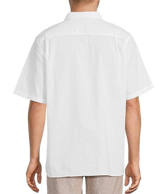 Caribbean Big & Tall Solid Short Sleeve Linen Blend Woven Shirt Product Image