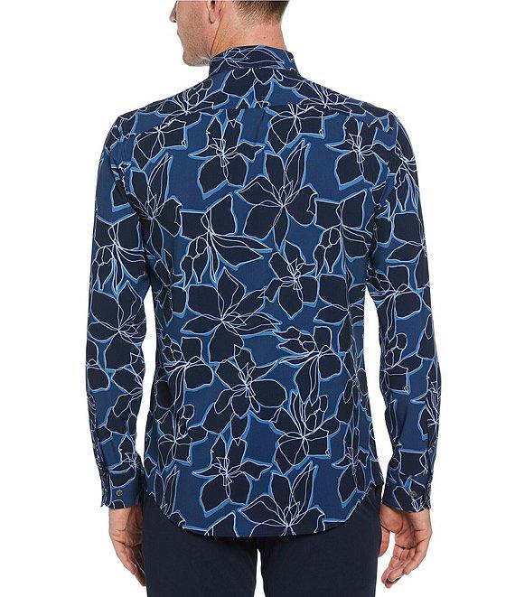 Perry Ellis Slim Fit Stretch Floral Print Long Sleeve Woven Shirt Product Image