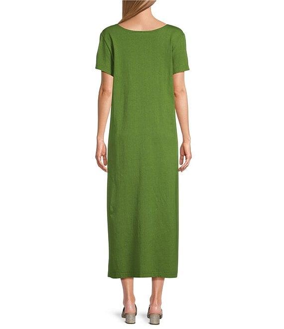 Bryn Walker Wesley Jersey Knit Crew Neck Short Sleeve A-Line Midi Dress Product Image