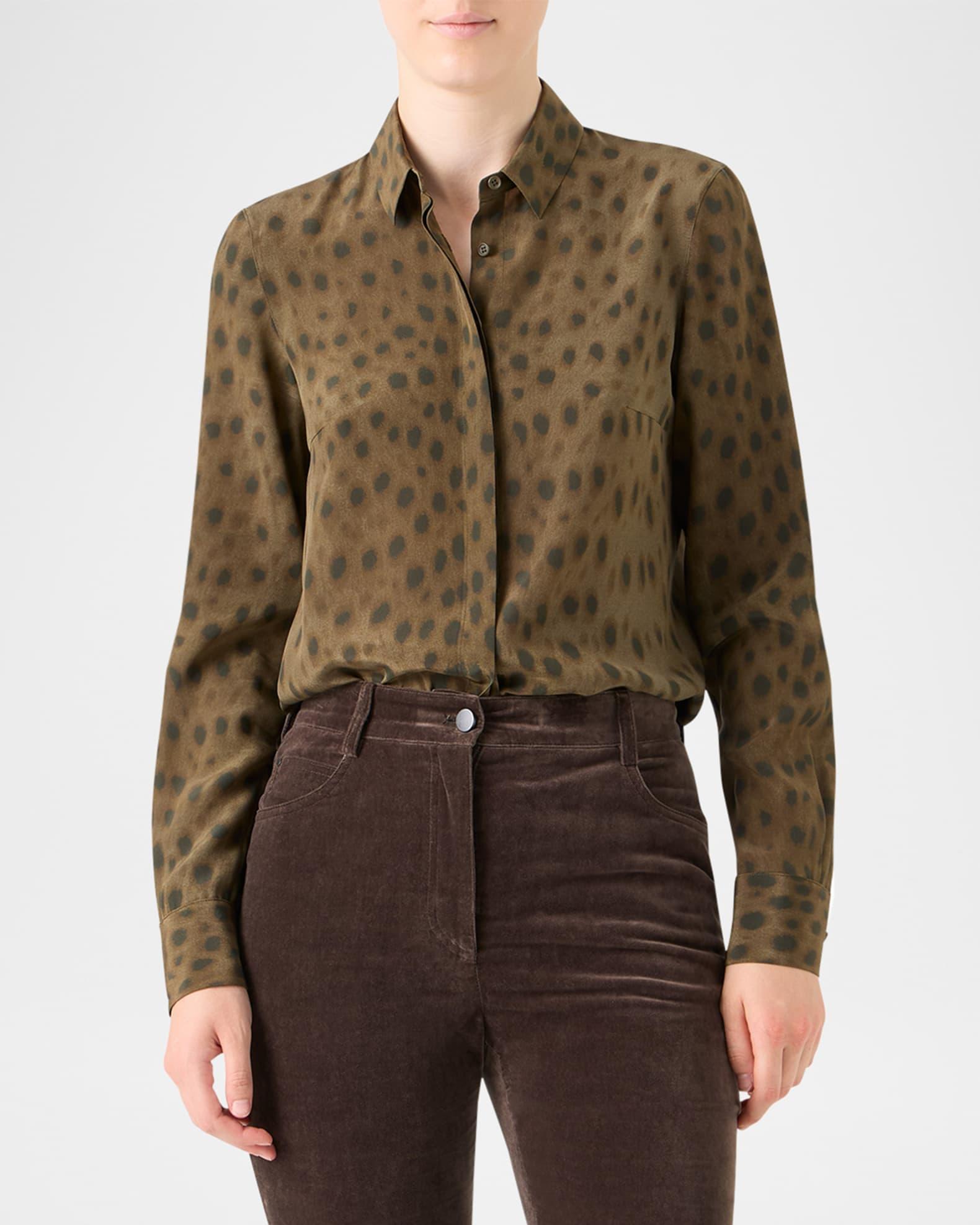 Leopard-Print Silk Crepe De Chine Blouse Product Image