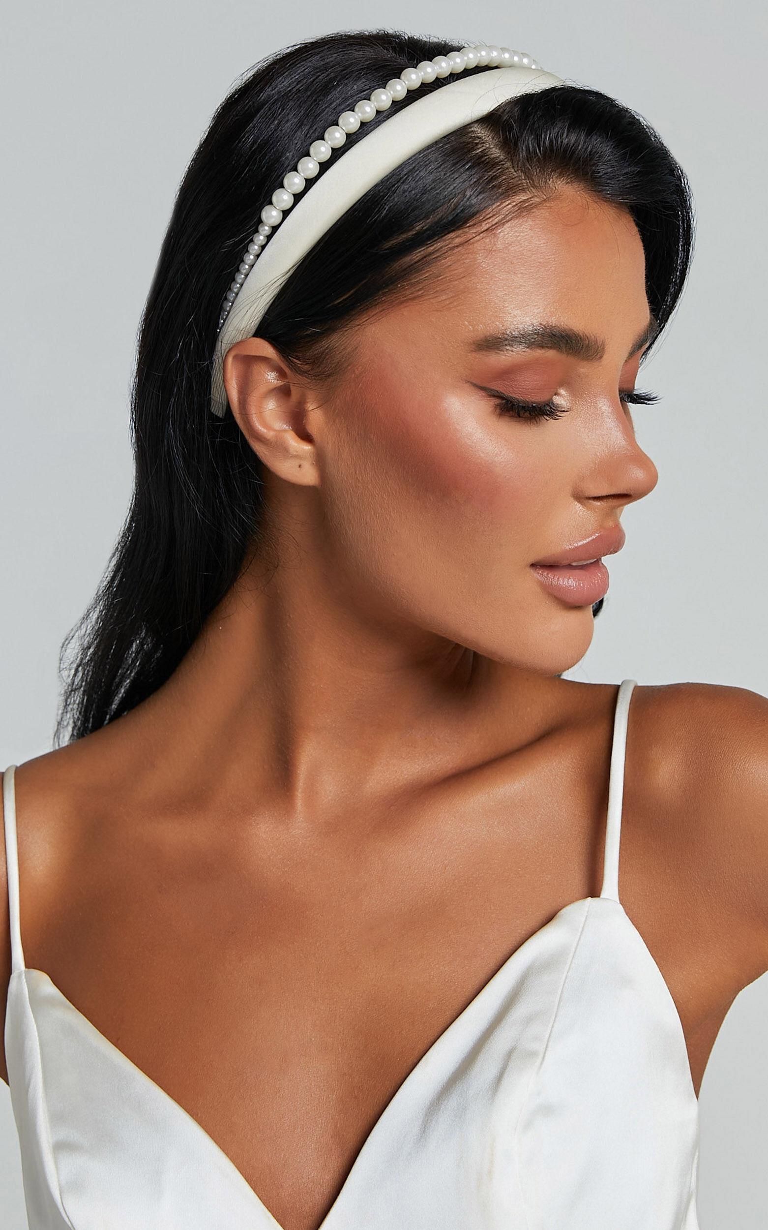 Lauren Headband - Pearl Double Headband in White Product Image