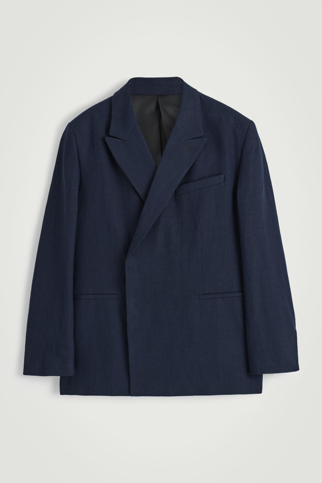 RELAXED DOUBLE-BREASTED LINEN BLAZER Product Image