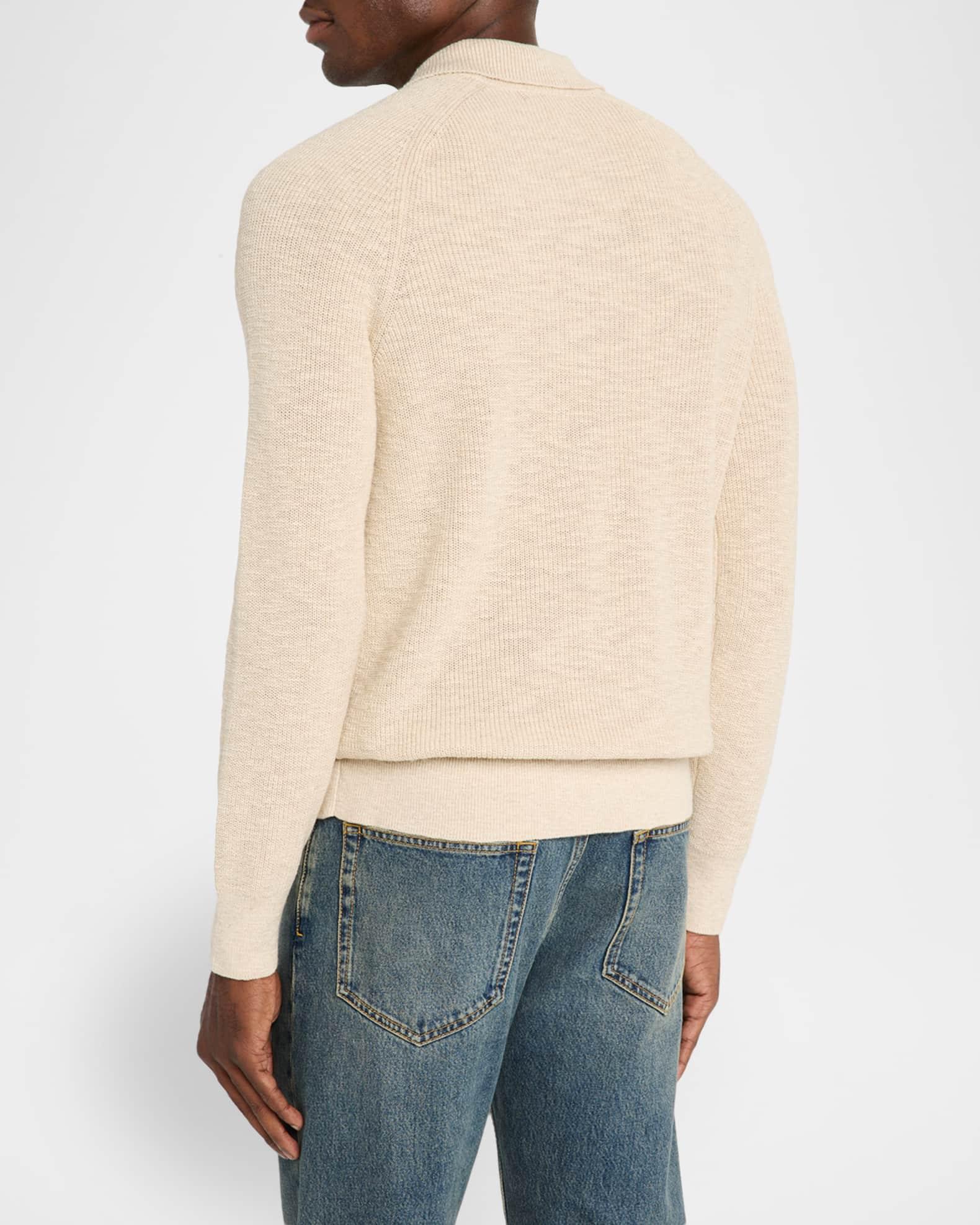 Men's Tellers Cotton and Linen Ribbed Polo Sweater Product Image