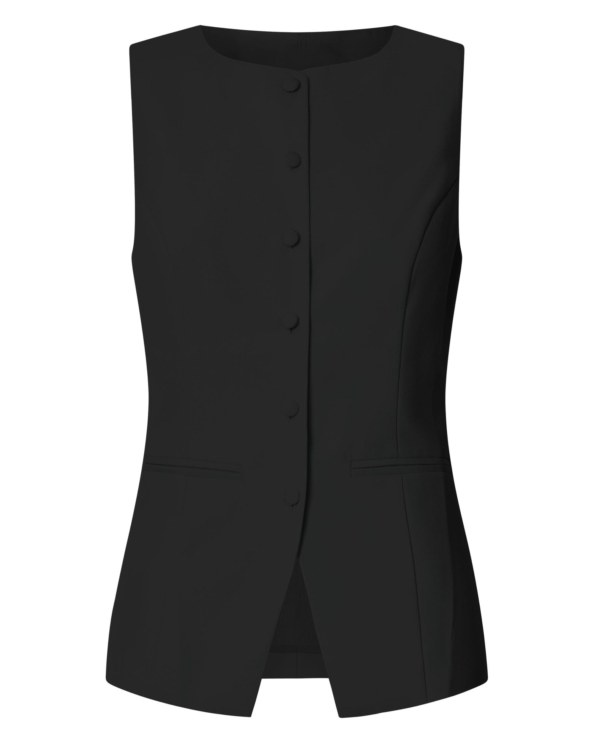 Desi Top - Longline Crew Neck Vest Top in Black Product Image