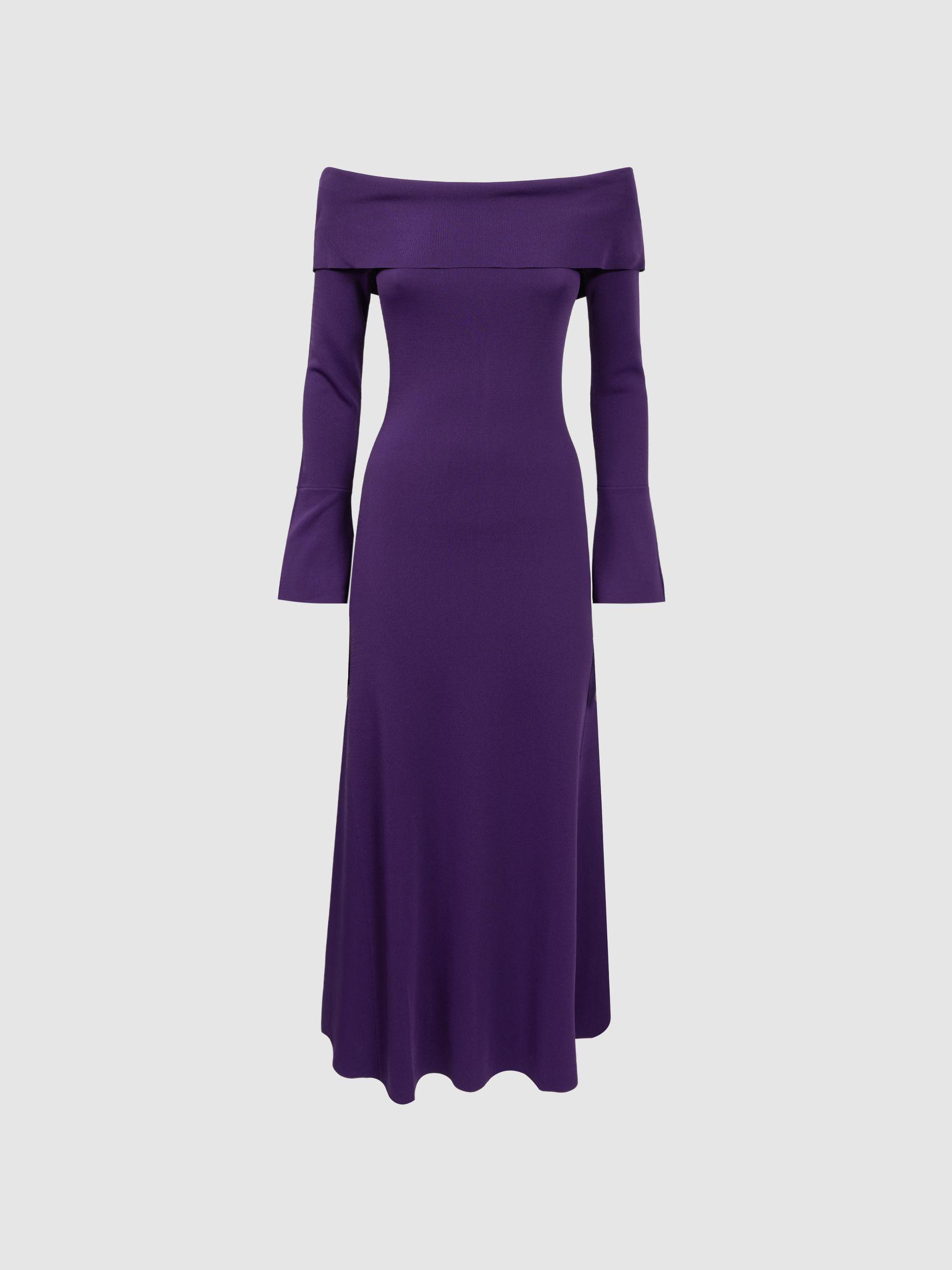 Florere Knitted Strapless Maxi Dress in Dark Purple Product Image