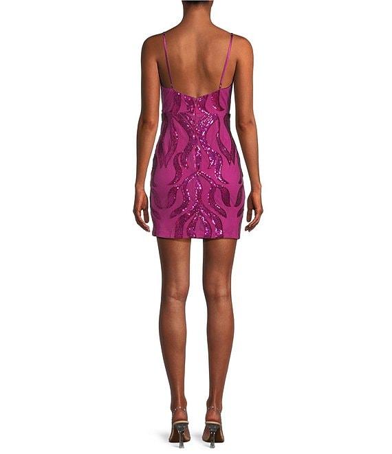 Lulus Textured Sequin Deep V-Neckline Bodycon Mini Dress Product Image