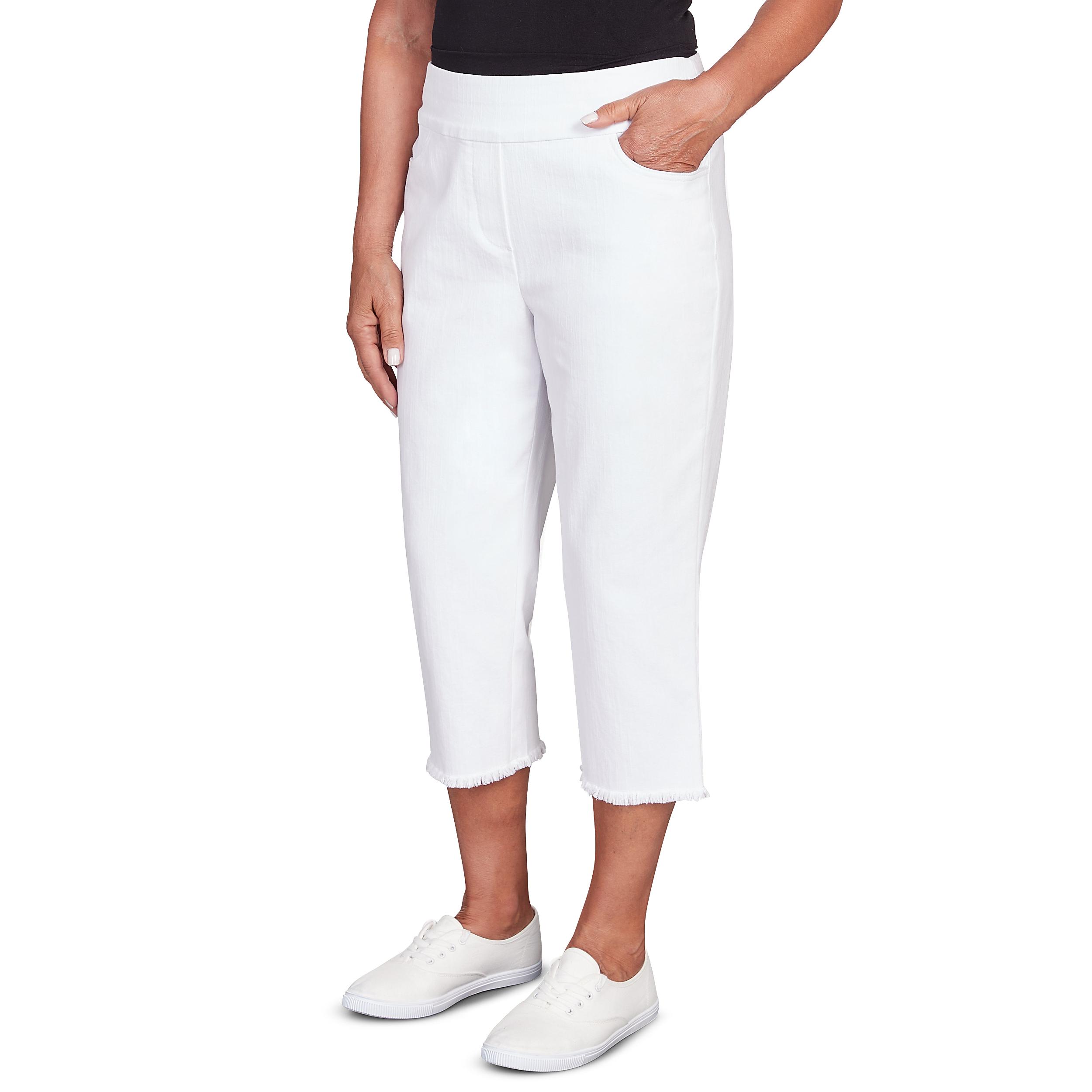 Alfred Dunner Super Stretch Denim Fringe Capri Pant- Petite Product Image