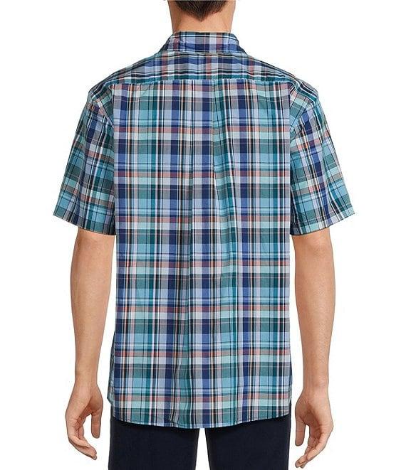 Roundtree & Yorke Short Sleeve Large Plaid Poplin Sport Shirt Product Image