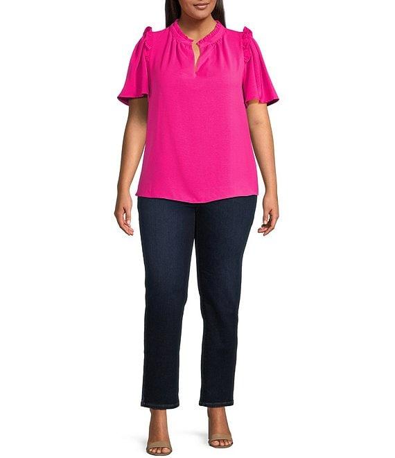 Sugarlips Plus Ordena Split Neck Ruffle Top Product Image