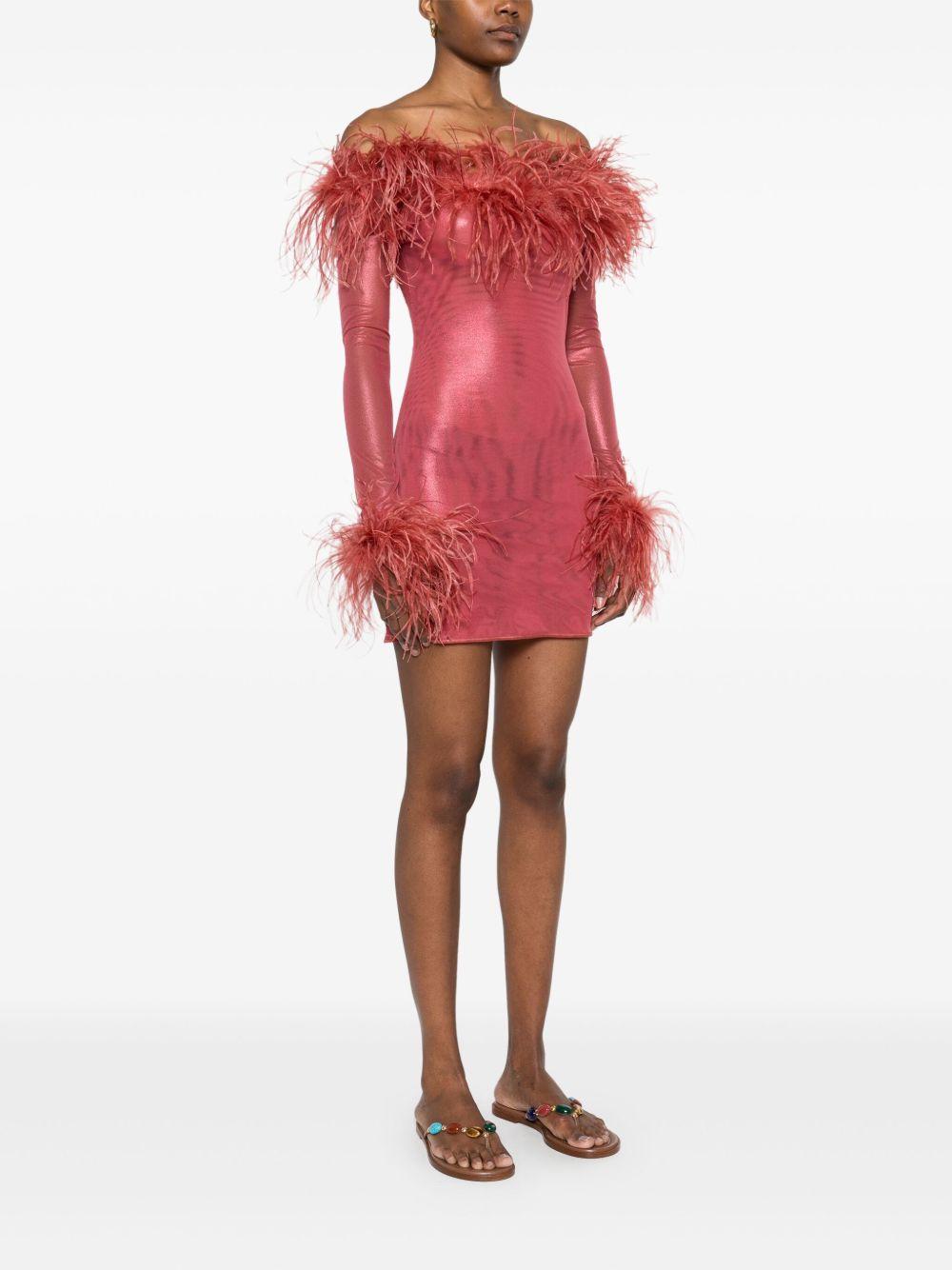 feather-trim mini dress  Product Image