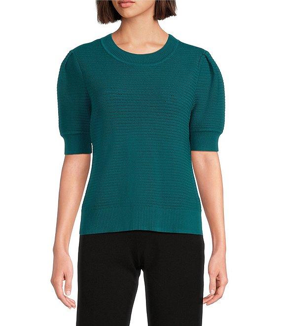 Investments Petite Size Novelty Short Sleeve Crew Neck Sweater Top Product Image