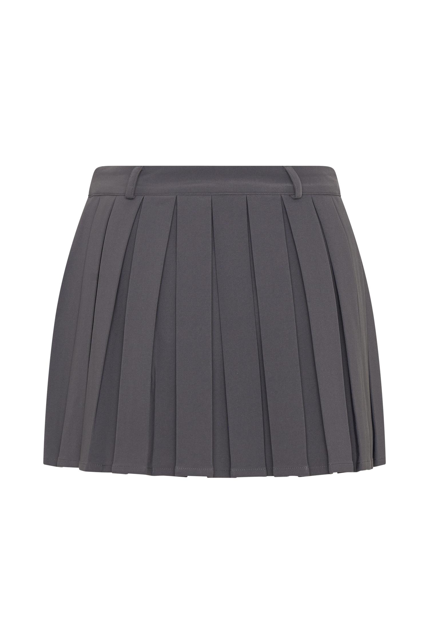 Mura Pleated Mini Skirt - Charcoal Product Image