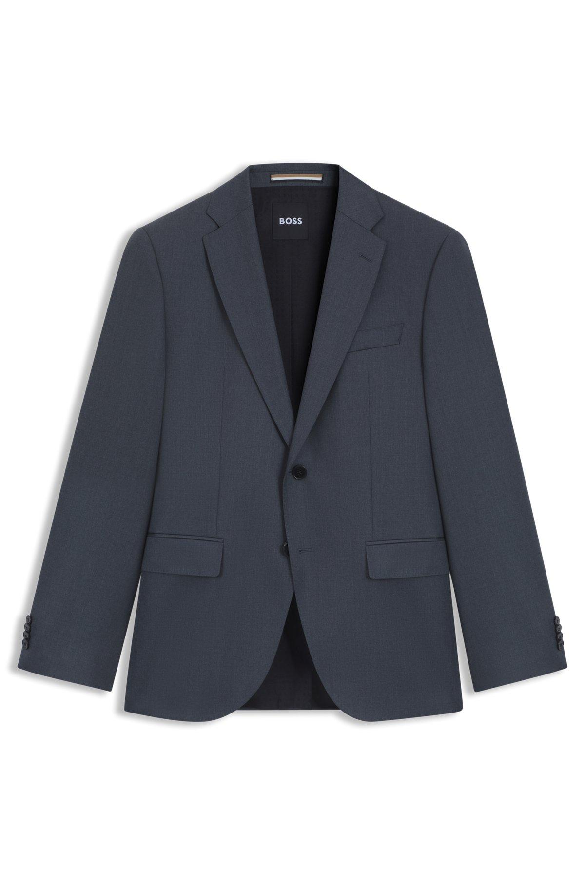 BOSS - Regular-fit suit jacket in virgin-wool serge - Dark Grey Product Image