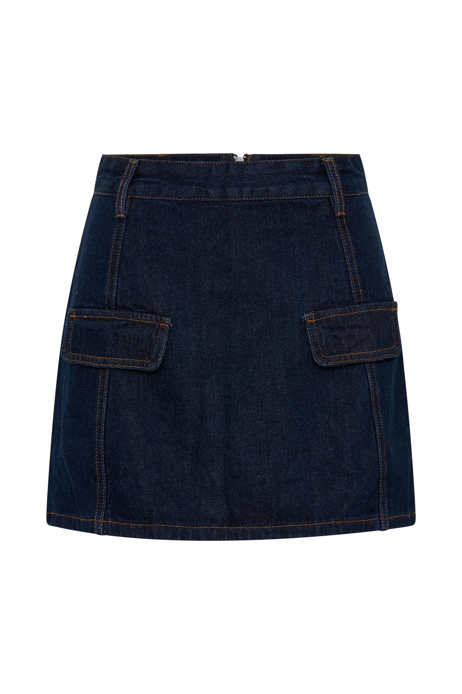 Lennox Strapless Long Line Button Top - Indigo Blue Product Image