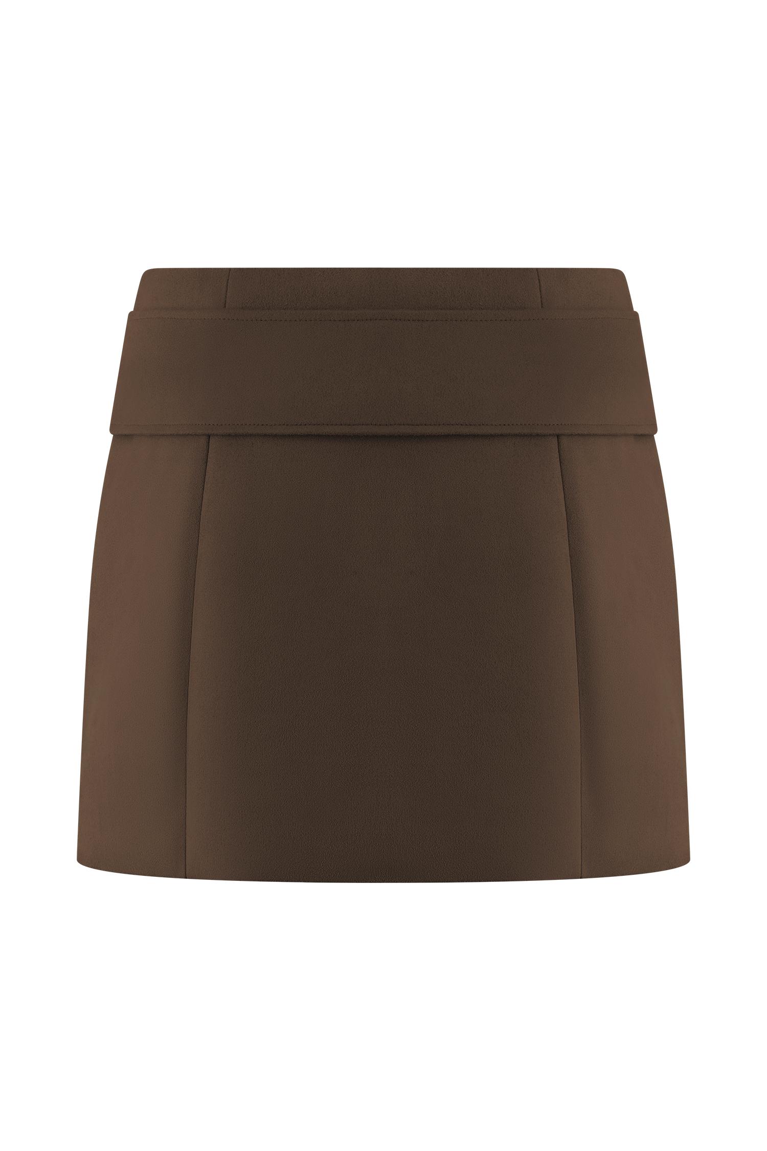 Hayes Faux Suede Belted Mini Skirt - Chocolate Product Image